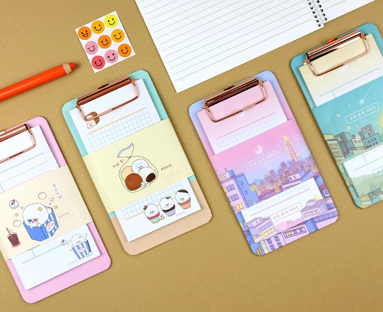 Aesthetic Mini Clipboard with Tear-Off Memo Pad, 7.1 x 3.94, Rose Gold Clip