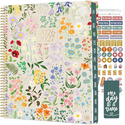bloom daily planners 2026-2027 Planner (8.5” x 11") 13 Month Academic Year Organizer (July 2026 - July 2027) - Weekly & Monthly Agenda Book with Stickers & Tabs - Garden Party, Beige - color: Garden Party 2026-27, size: 8.5" x 11"