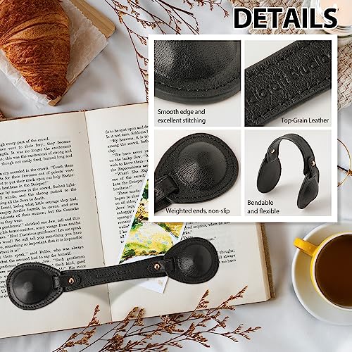 Leather Weighted Book Page Holder for Women Men, Book Weight Page Holder for Reading, Book Accessories Gift for Book Lovers (Black) - color: 03-black