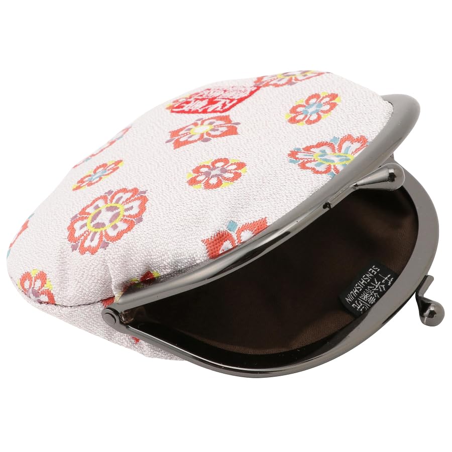 Nishijin brocade round clasp purse/coin purse with lining, size L. (Saishokushosohanabishimon) - color: Saishokushosohanabishimon