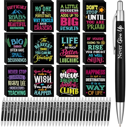 Yeaqee 72 Pcs Motivational Pen Notepad Gifts Bulk Set, Inspirational - style: Inspirational