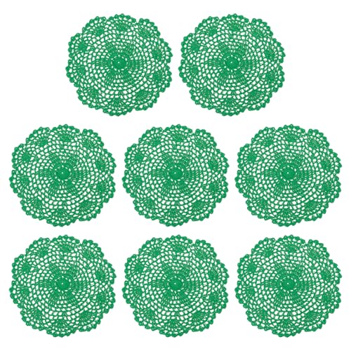 uxcell Crochet Doilies Round Lace Placemats 8" Christmas Green 8Pcs - color: Christmas Green