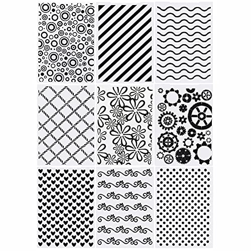 9 Plastic Embossed Folders - DIY Craft Template for Photo Album, Scrapbook & Card Making Supplies (Classic Style) - color: Classic