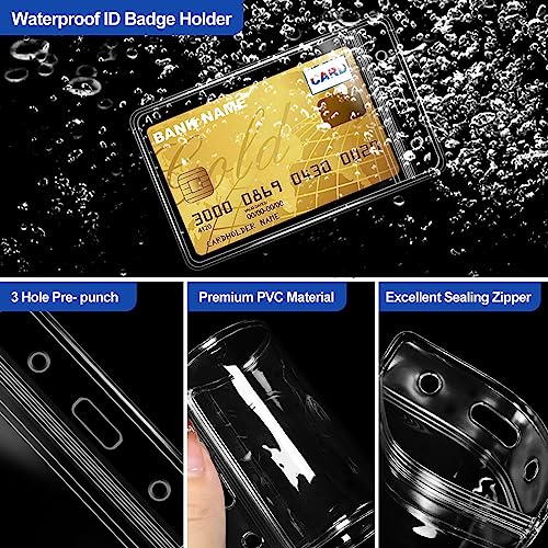 100 Pcs Clear Plastic Vertical Name Badge ID Card Holders