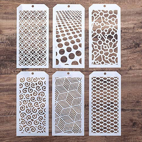 DIY Decorative Stencil Template for Scrapbooking Painting on Wall Furniture Crafts, Set of 6 (Geometry) - color: Geometry
