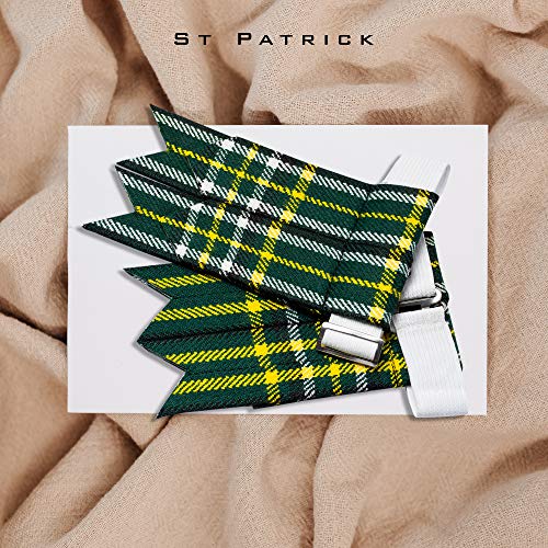 Kilt Flashes for Men with Heavy Buckle Adjusters, Plain & Tartan Kilt Sock Flashes. - color: St- Patrick 035flbu