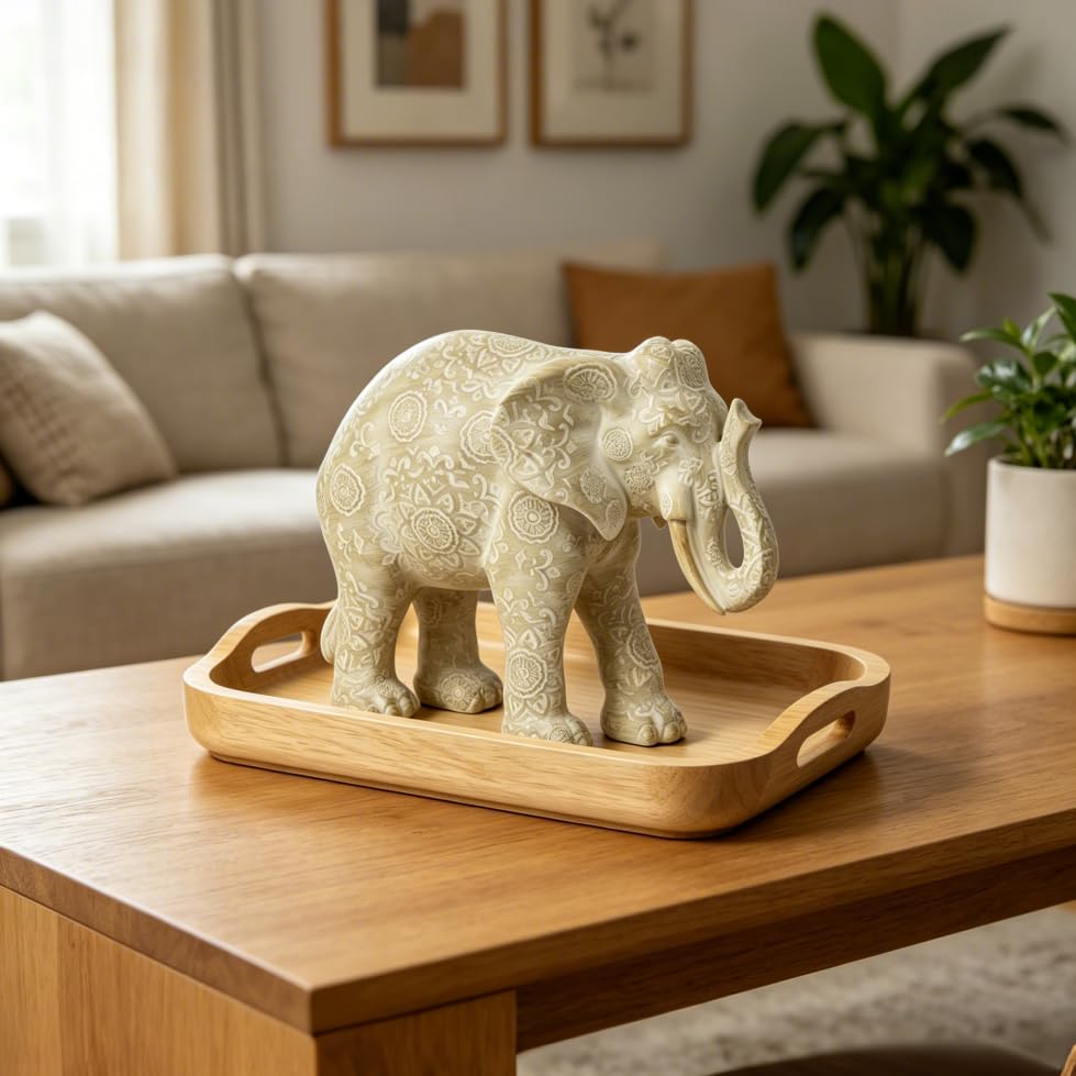 Guichifun Elephant Statue Decor, Cream, 7.25 x 3.25 x 5.75 Inch - color: Cream-elephant