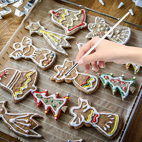 15pcs Cake Painting Brushes, Cake Decorating Brushes Kit, Food Paint Brush Tools, Fondant Sugar Cookie Painting Brushes Supplies for Cake Decoration (White) - color: White
