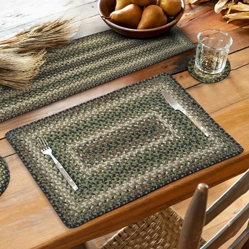 Homespice Pinecone Braided Placemats for Rustic Decor, Rect 13x19 Set of 6 - color: Pinecone