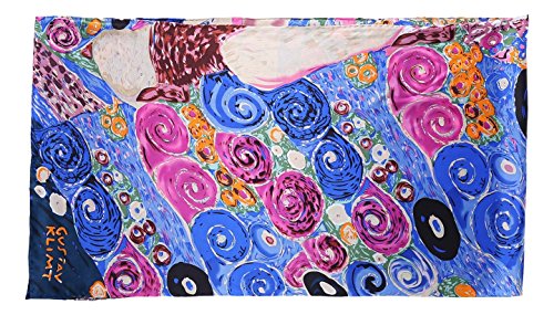 JWSilk Long Charmeuse Silk Scarf Classic Art Print - color: The Virgin By Klimt