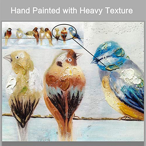 ARTISTIC PATH Abstract Birds on Wire Cnavas Wall Art 36x12 Inch - color: yellow, size: 36"L x 12"W