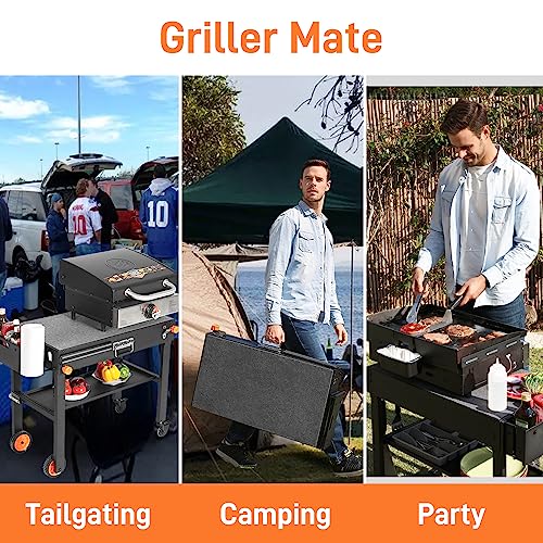 Grill Table for Blackstone 17/22 inch Griddle - color: Black-with Cover