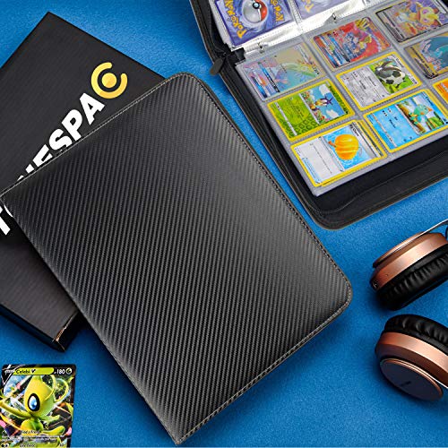 9-Pocket TONESPAC Portable Trading Cards Binder, Holds 900 Cards, Orange - color: Stripe Black