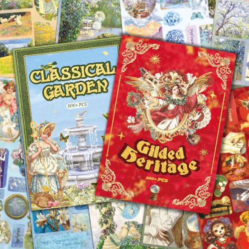 1000+ Pcs Vintage Aesthetic Sticker Book - Pre-Cut Waterproof Repositionable Cute Scrapbook Stickers for Journaling, Planners, Phone Cases & DIY Crafts, Scrapbook Supplies & Junk Journal Supplies - color: Classical Manor