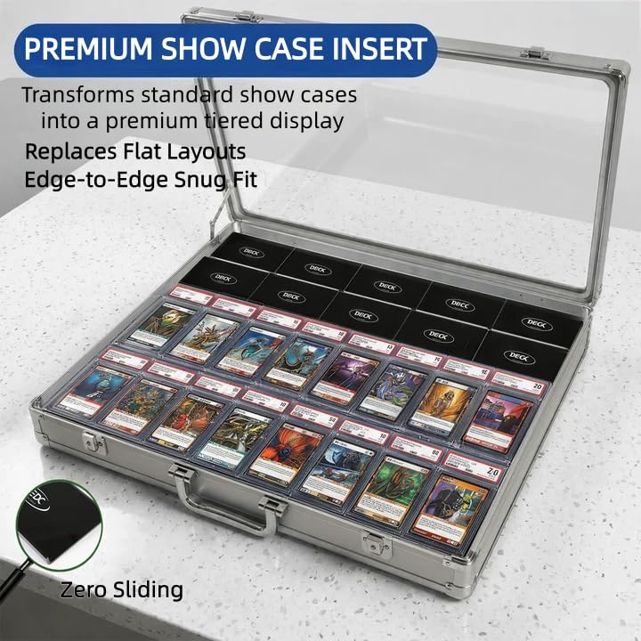 DEDC 10 Pack Modular Acrylic Graded Card Display Risers Black Trading Card Stands for Vendor Showcase and Sorting Tray - size: 10 Pack