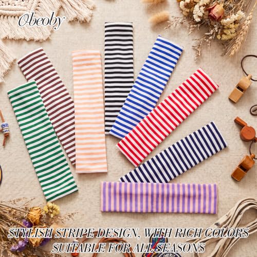 obeoby 8 Pack Striped Headbands for Preppy Style Retro - color: Stripe