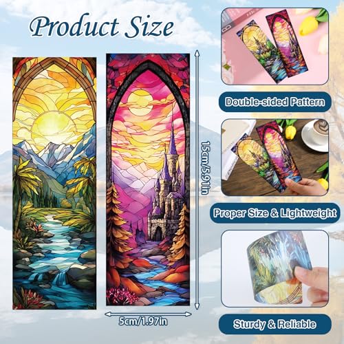 Fantastic Stained Glass Transparent Bookmark - Wxiben 10 Pcs Moon Castle Transparent PVC Bookmark Dark Romance Book Mark Page Clips Gifts for Women Men Book Lovers Teacher Student Bookish Readers - style: Fantastic Stained Glass