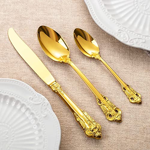 KEAWELL Luxury 4-Piece 18/10 Stainless Steel Teaspoon Set (Gold) - color: Gold