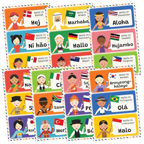 Quarterhouse 7 Poster Hello in 21 Languages Classroom Set - color: Hello in 21 Languages