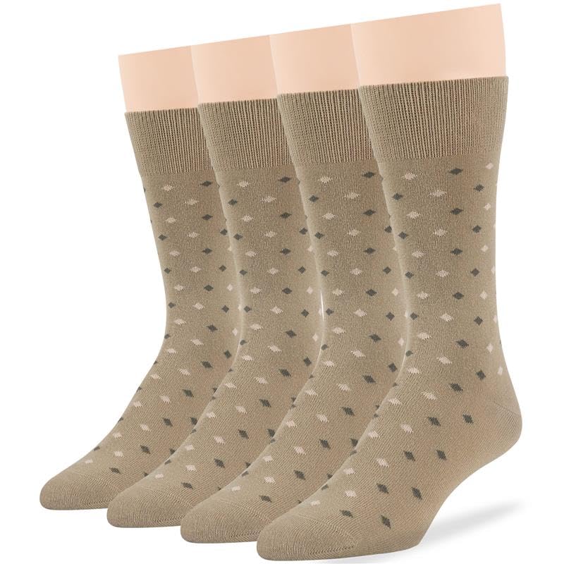 7BIGSTARS Men Cotton Patterned Crew Dress Socks 4-6 Pack, L 9-12 - color: 11b - Dotted, Khaki (Pt03)
