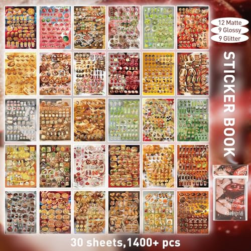 30 Sheets Japanese Aesthetic Sticker Book with Hard Matte Cover, Dreamcore Ocean Theme Foil & Texture Stickers for Journaling, Scrapbooking & Planner Decoration - color: Maple Syrup