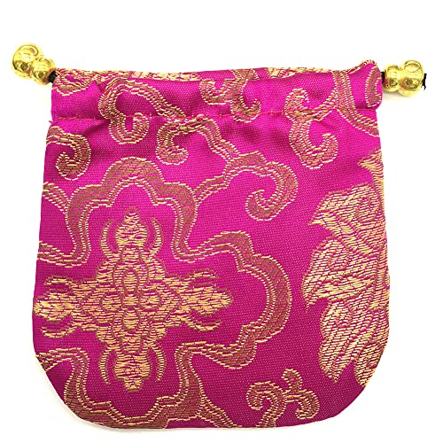 NHW Brocade Embroidery Drawstring Jewelry Bag Purse Pouch size about 4.3 * 4.3 inches