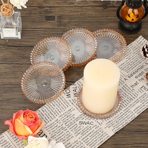 JUXYES Set of 5 Heat-Resistant Clear Glass Coaster for Hot and Cold Drinks - color: Amber, size: 5 Pack