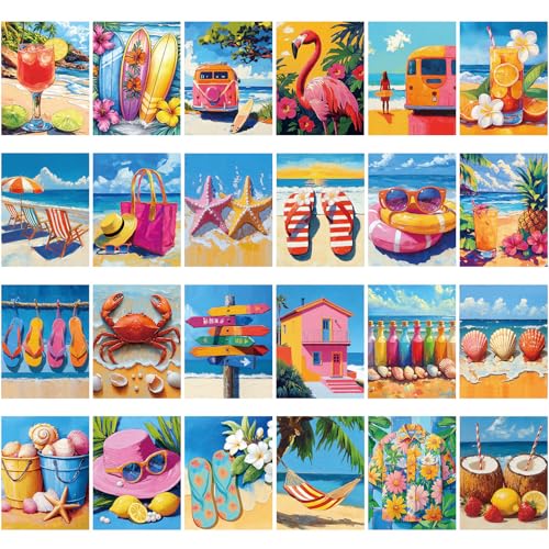 Sherr 24 Pcs Pre Drawn Canvas for Adult, Hawaii, 8 x 10 Inch - size: 8 x 10 Inch, style: Hawaii
