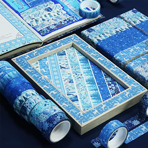 YUBBAEX 10 Rolls Four Seasons Washi Tape Set Blue Snowflake Masking Decorative Tapes (Winter) - color: Winter