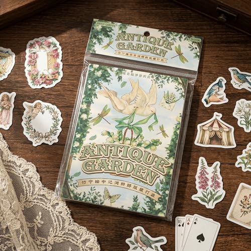 30 Sheets Japanese Sticker Book - Vintage Ornate, Nature & Architecture Die-Cut Decals for Stress-Relief Journaling, Scrapbooking, Bullet Journals & Mindful Crafting - color: Green Extravagance
