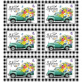 Happy Spring Placemats Set of 6 Black White Plastic Table Mat 17×13×0.04in - style: Flowers Trucks