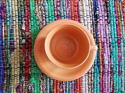 Chardin home Eco Friendly Rainbow Multi Chindi Placemats (Set of 4 mats), Size: 13"x19" - color: Multicolor, size: 13x19 Inch.
