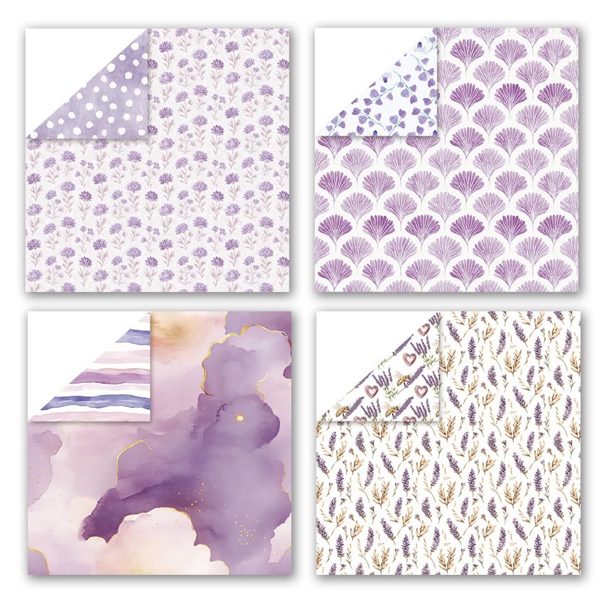 Scrapbook Paper & Scrapbooking Supplies, Lavender 6x6 Double-Sided Patterned Cardstock Pad, Elegant Craft Sheets for Junk Journaling, Card Making & Scrap Book, 24 Sheets - color: Lavender