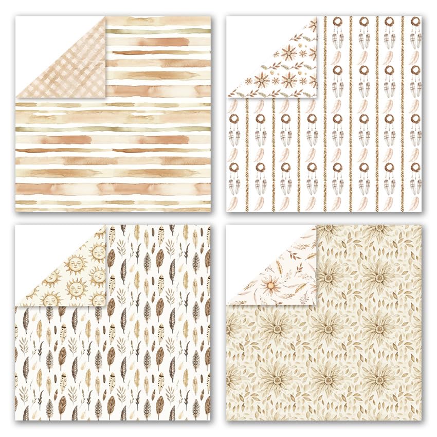 Scrapbook Paper & Scrapbooking Supplies, Boho 6x6 Double-Sided Patterned Cardstock Pad, Earthy Craft Sheets for Junk Journaling, Card Making & Scrap Book, 24 Sheets - color: Boho