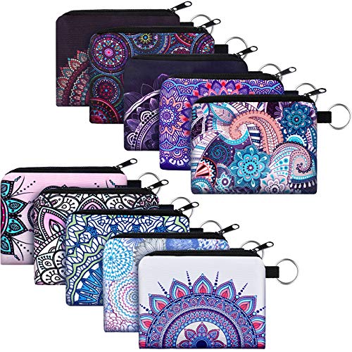 Boao 10 Pcs Small Change Coin Purse - size: 4.52 x 3.74 Inch, style: Exotic Flower Print