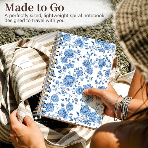 Enkvke Blue Floral Notebook for Women A5, Chinoiserie Floral Notebook - color: Floral-Blue Chinoiserie-A5