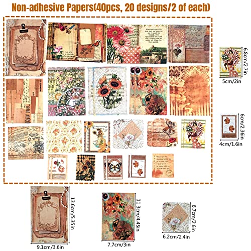 Esweny 100 PCS Vintage Ephemera Pack Journaling Scrapbooking Supplies Scrapbook Sticker Paper Kit for Junk Journal Planners Collage Craft Notebooks Decoupage Album (Sunflower) - color: Sunflower