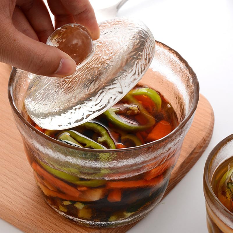 PRETYZOOM 650ml Glass Pickle Vegetable Jar round Heavy Duty Storage Tank