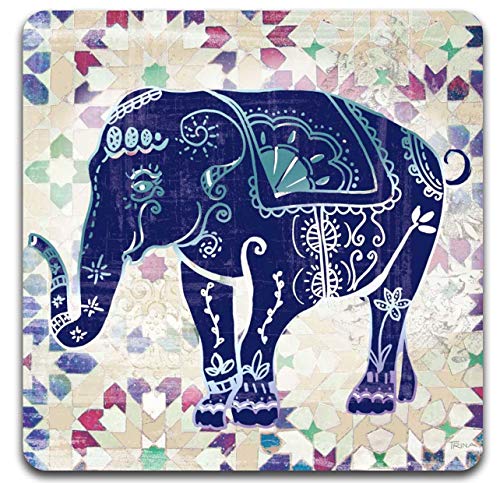 Hand Drawn Elephant Square Coaster Set - Made of Recycled Rubber - Set of 4 - color: Hand Drawn Elephant