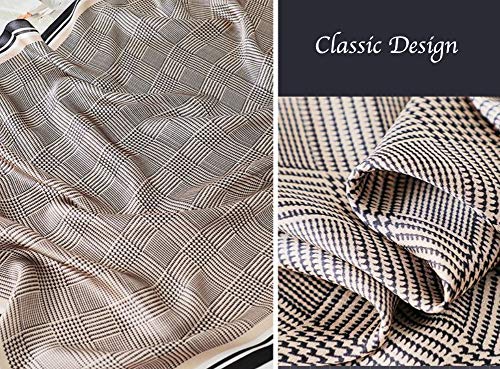ANDANTINO 100% Silk Long Scarf-Women Large Oblong Shawls with Gift Packed - color: Check-earth Tone