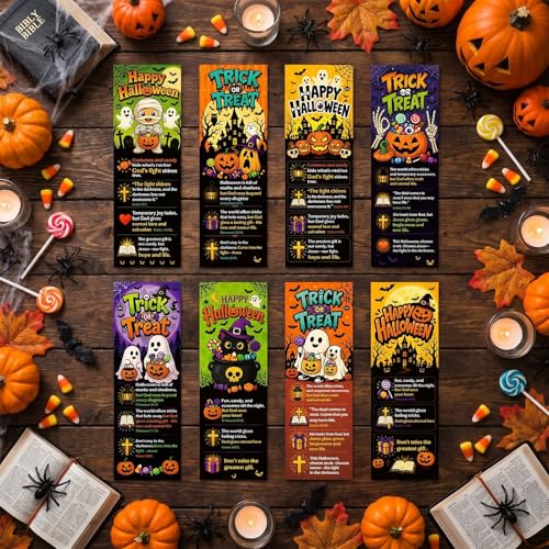Halloween Bookmarks for Book Lovers - 200 Pcs Spooky Ghost Pumpkins Bookmark Paper Trick or Treat Page Book Markers Gifts for Women Men Office Students Reading Party Rewards Supplies - color: Halloween