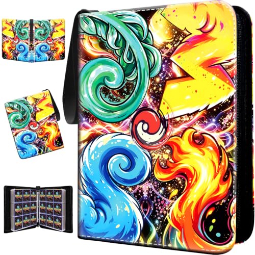 Trading Card Binder for TCG Cards, 9-Pocket Portable Card Collector Ablum Holder Book Fits 900 Cards with 50 Removable Sleeve, Waterproof Card Binder Display Storage Carrying Cases for TCG -4 tail - color: 4 tails-900 cards