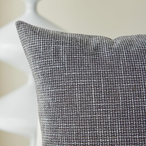 Kevin Textile Pack of 2 Decorative Linen Throw Pillow Covers, Soft Cushion Case, Square Pillowcase 18 x 18 Inch/45cmx45cm for Couch Sofa Bedroom, Dark Grey - color: Dark Grey, size: 18" x 18" (Pack of 2)