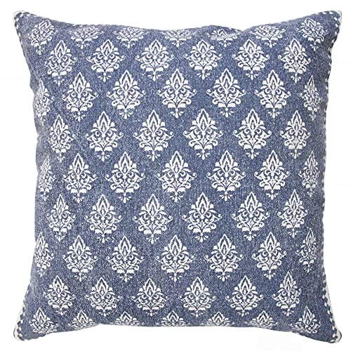 20x20 Inches Floral Cotton Throw Pillow Covers for Home Decor | Traditional Boho Cushion Covers for Throw Pillows | Perfect for Living Room Couch & Bedroom Decorations | Blue/White - color: Blue/White
