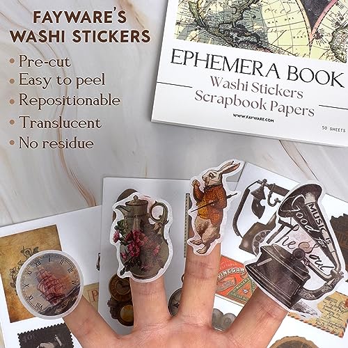 Junk Journal Supplies with 410+ Washi Stickers & Vintage Scrapbook Stickers - color: Lost Treasures