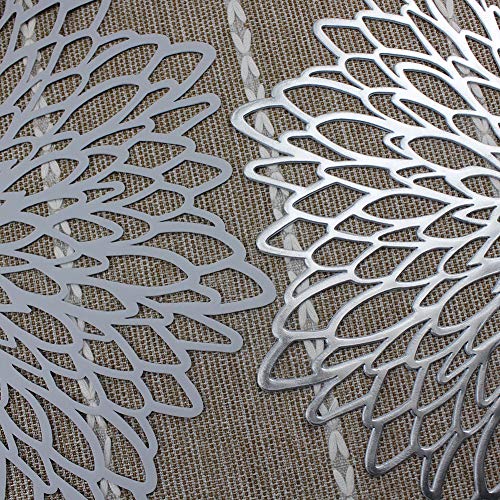 15 Inch Silver Round Placemats for Dinner Table Set of 6 - color: A1/Silver
