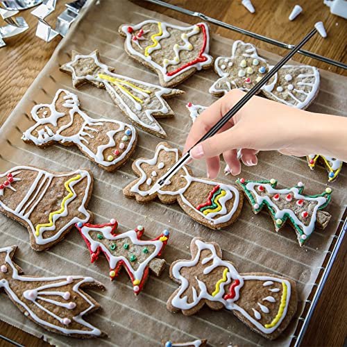 15pcs Cake Decorating Brushes Kit Fondant Paint Brush, Food Paint Brush Baking Decorating Tools for Sugar Cookie Candy Icing Cake Decoration (Black) - color: Black