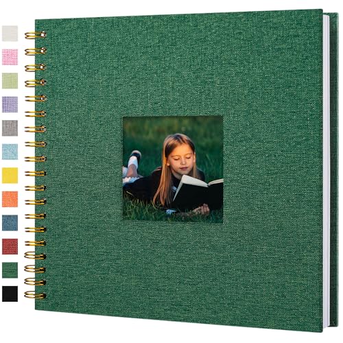 10"x10" Scrapbook Photo Album Linen Cover 20 Sheets 40 Pages White Paper - color: Dark Green, size: 10 Inch 40 Pages