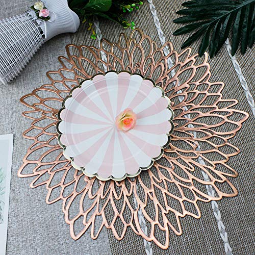Rose Gold Round Placemats for Dinner Table Set of 6 - color: A1/Rose Gold