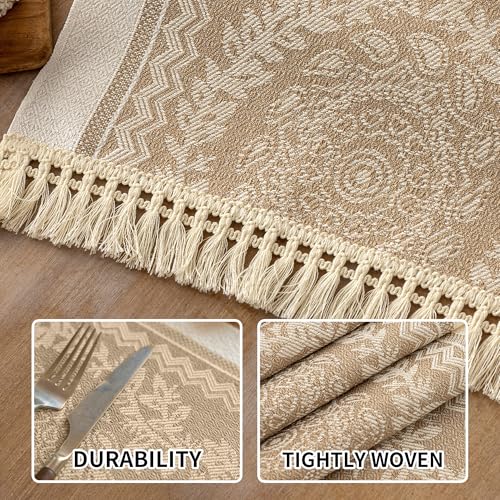 Boho Woven Placemats Set of 4, 14x18 Inch Heat Resistant Dinner Mats - color: Coffee Hh
